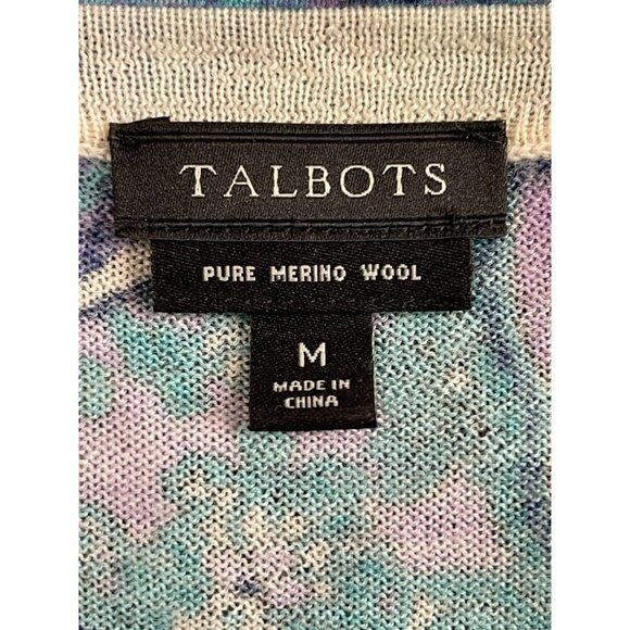 Talbots Paisley Merino Wool Bell Sleeve Sweater Medium - Picture 2 of 6